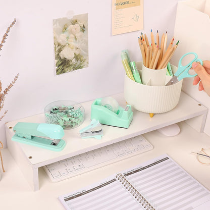 Pink Desk Accessories 11Pcs with Rotating Pen Holder for Desk