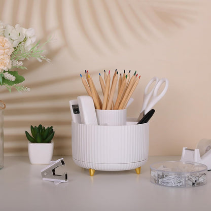 Pink Desk Accessories 11Pcs with Rotating Pen Holder for Desk