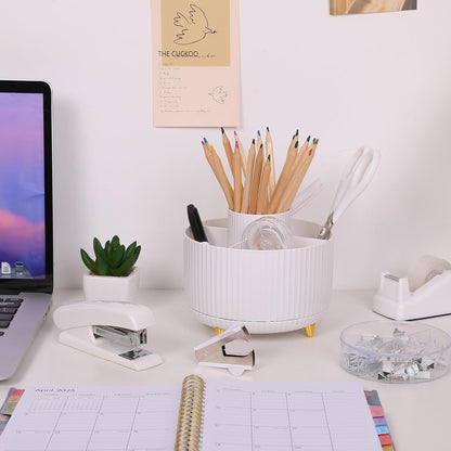 Pink Desk Accessories 11Pcs with Rotating Pen Holder for Desk