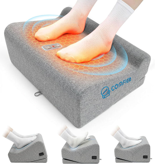 2026 Under Desk Foot Rest at Work with Graphene Fast Heat, Ergonomic Heated Foot Stand with 2 Heights, 3 Heat Levels & 3 Vibration Modes, Heel Support for Back and Leg Pain Relief, Office Home