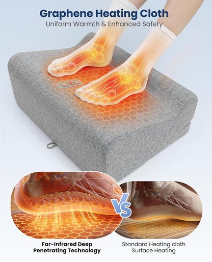 2026 Under Desk Foot Rest at Work with Graphene Fast Heat, Ergonomic Heated Foot Stand with 2 Heights, 3 Heat Levels & 3 Vibration Modes, Heel Support for Back and Leg Pain Relief, Office Home
