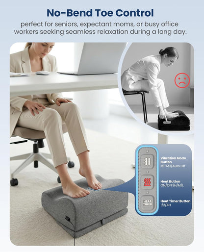 2026 Under Desk Foot Rest at Work with Graphene Fast Heat, Ergonomic Heated Foot Stand with 2 Heights, 3 Heat Levels & 3 Vibration Modes, Heel Support for Back and Leg Pain Relief, Office Home