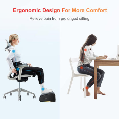 2026 Under Desk Foot Rest at Work with Graphene Fast Heat, Ergonomic Heated Foot Stand with 2 Heights, 3 Heat Levels & 3 Vibration Modes, Heel Support for Back and Leg Pain Relief, Office Home