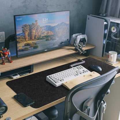 Large Felt Desk Protective Pad, 80X40cm/32''X16'' Non-Slip Felt Desk Mat Extended Gaming Mouse Pad Large Desk Pad Protector for Keyboard, Computer, Mouse, Laptop (Dark Grey)