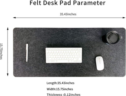 DAWNTREES Felt Desk Mat,Full Keyboard Mat,36" x 16",Dark Gray