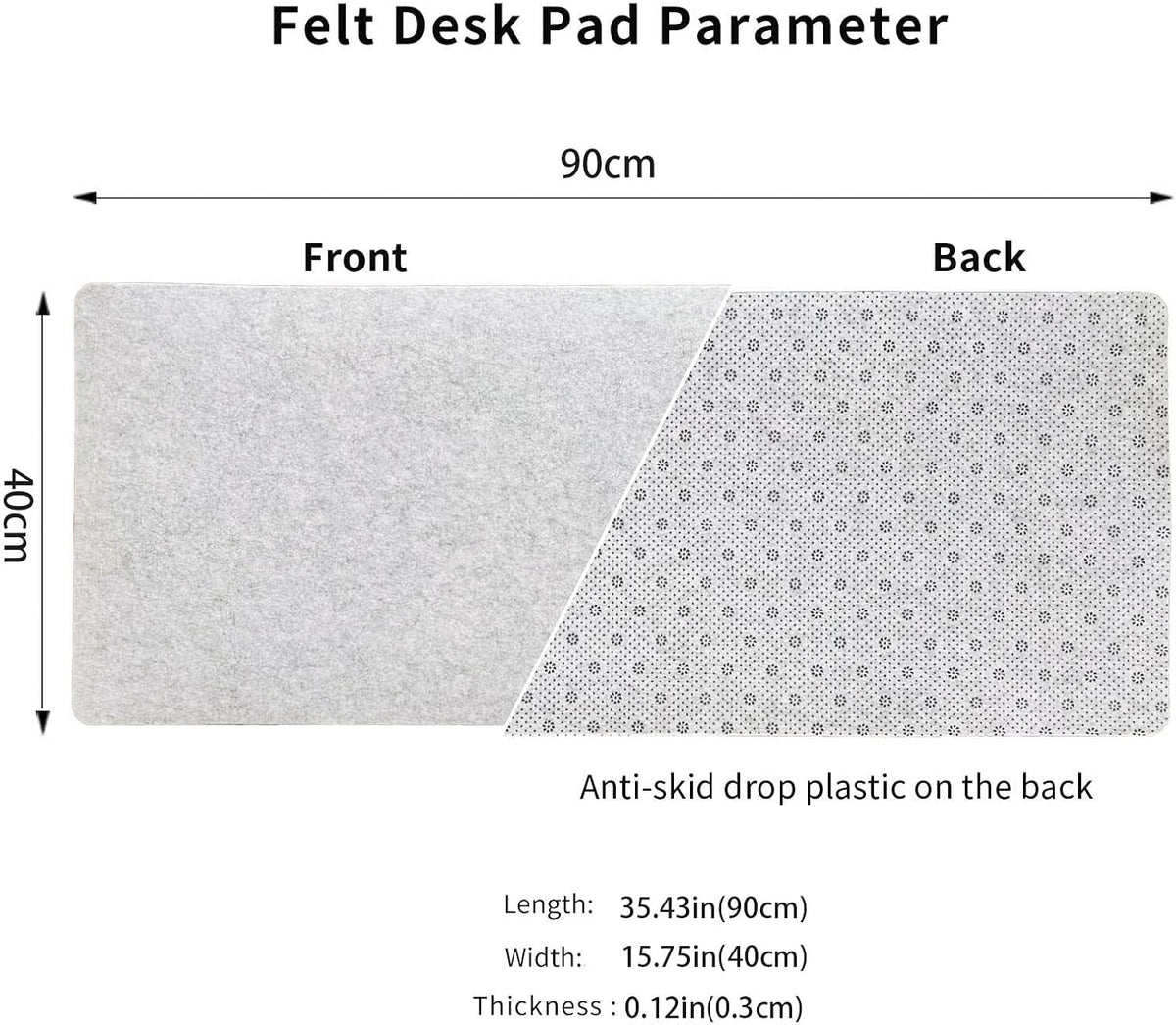 DAWNTREES Felt Desk Mat,Full Keyboard Mat,36" x 16",Dark Gray