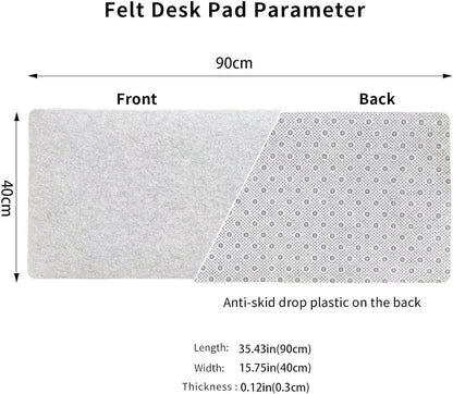 DAWNTREES Felt Desk Mat,Full Keyboard Mat,36" x 16",Dark Gray