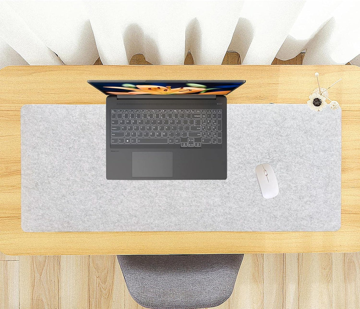 DAWNTREES Felt Desk Mat,Full Keyboard Mat,36" x 16",Dark Gray