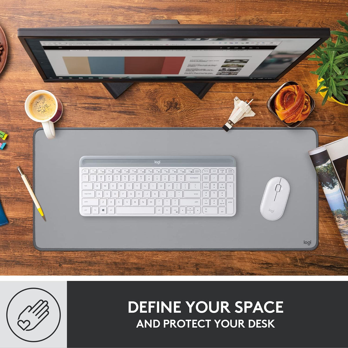 Studio Series Desk Mat Large 28x12 Inches - Mid Grey