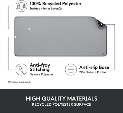 Studio Series Desk Mat Large 28x12 Inches - Mid Grey