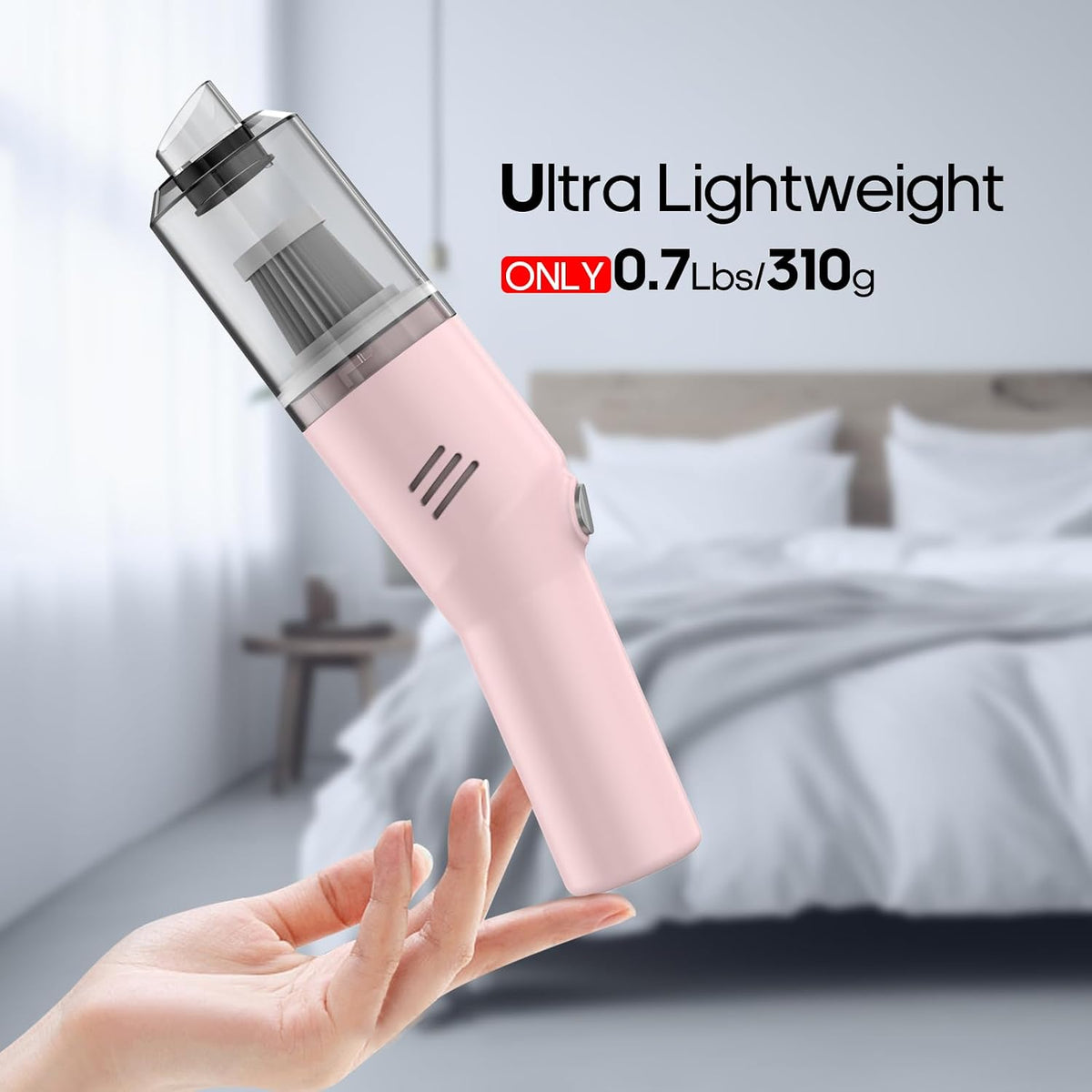 Mini Handheld Vacuum for Home&Car, Cordless Portable Rechargeable Pink