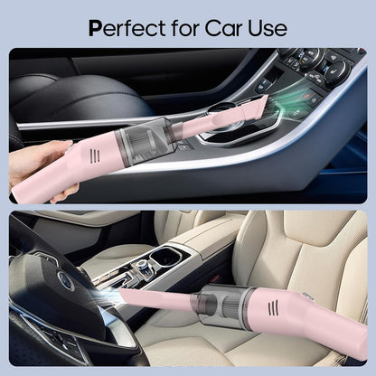 Mini Handheld Vacuum for Home&Car, Cordless Portable Rechargeable Pink