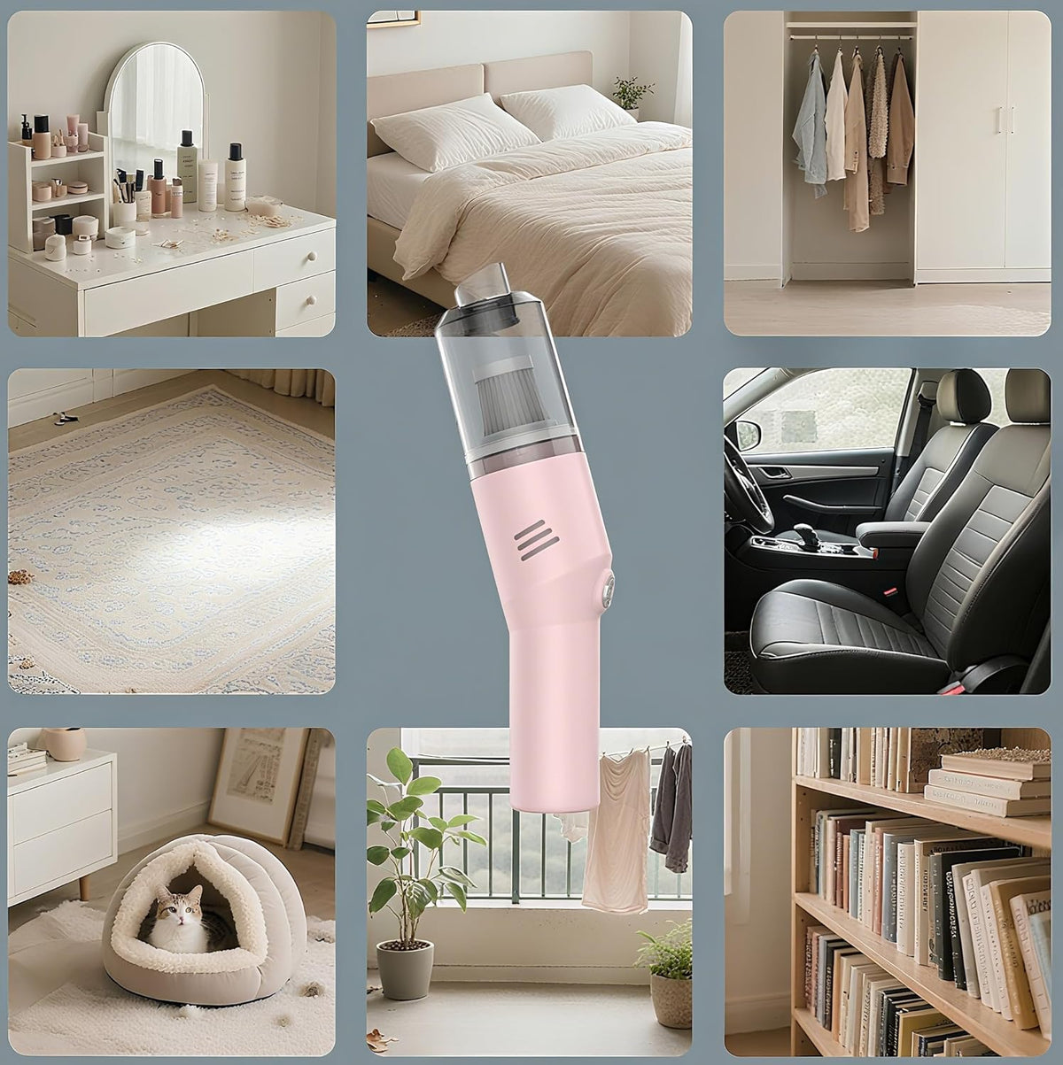 Mini Handheld Vacuum for Home&Car, Cordless Portable Rechargeable Pink