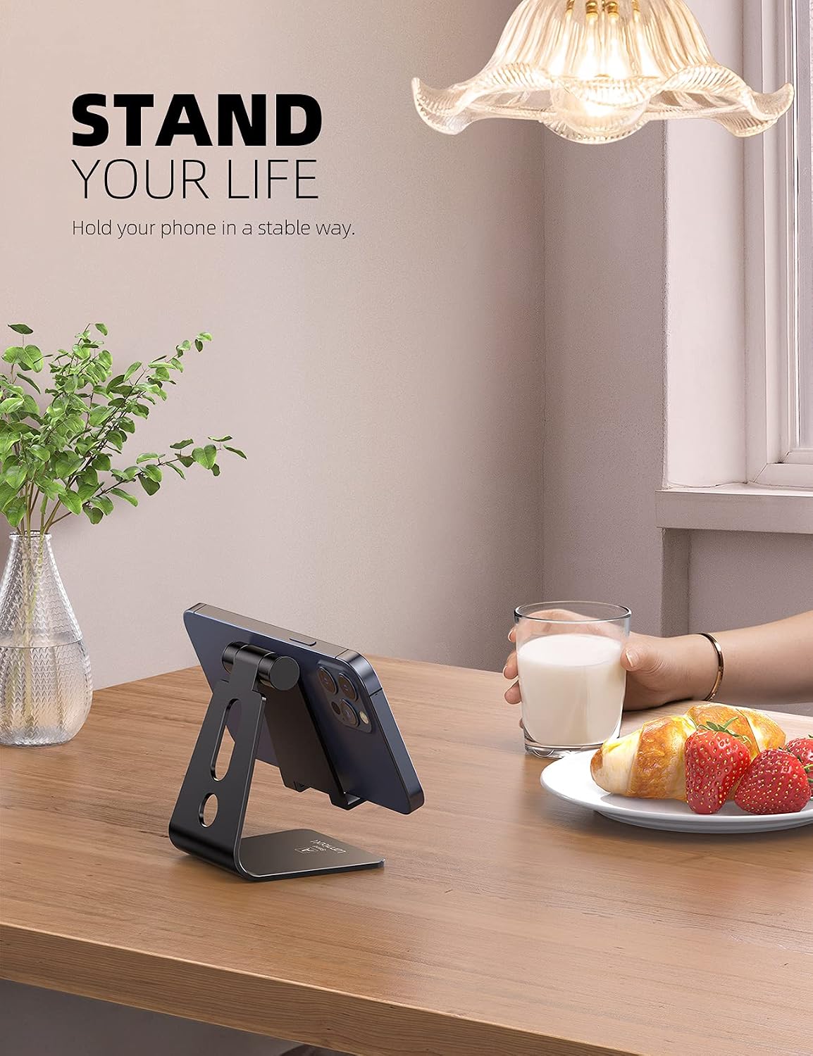 Aluminum Cell Phone Stand, Adjustable Desk Phone Holder for iPhone