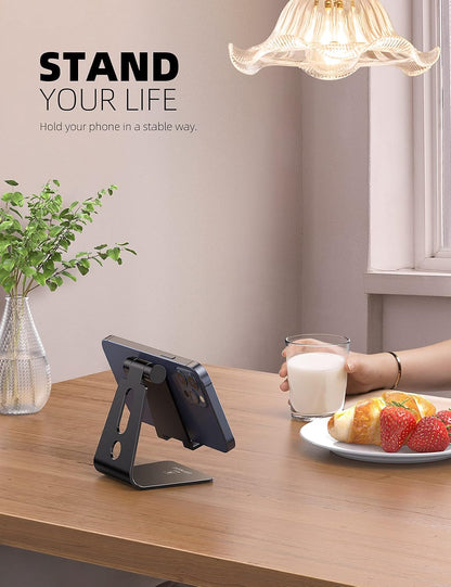 Aluminum Cell Phone Stand, Adjustable Desk Phone Holder for iPhone