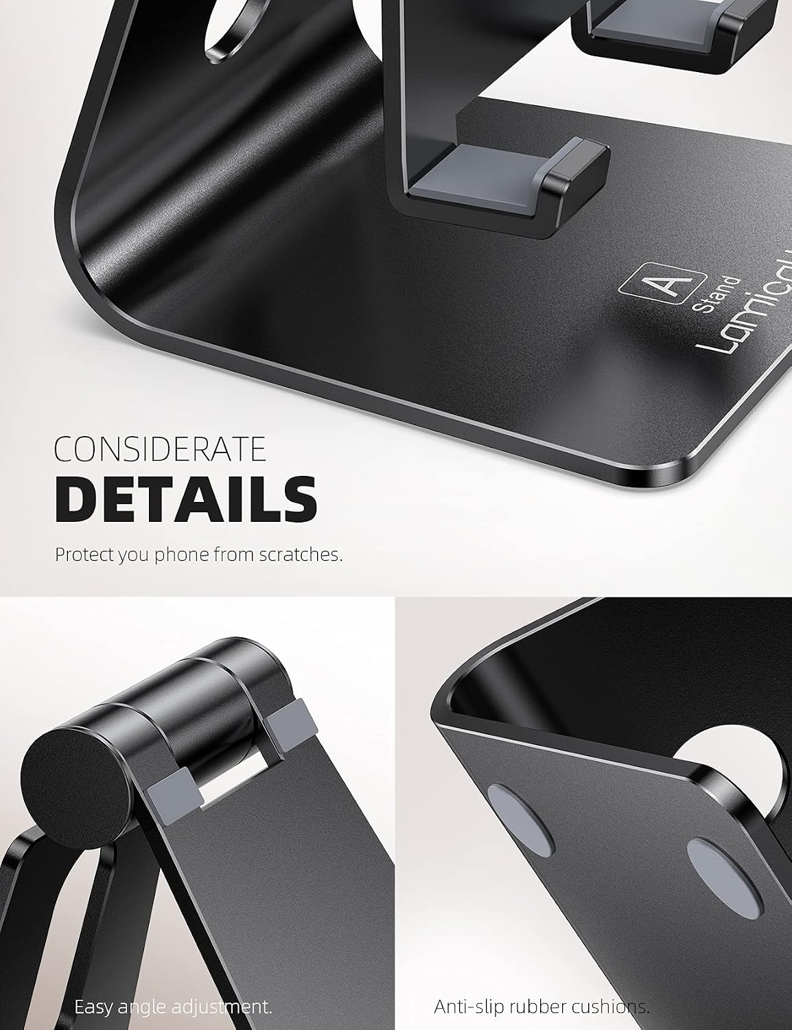 Aluminum Cell Phone Stand, Adjustable Desk Phone Holder for iPhone