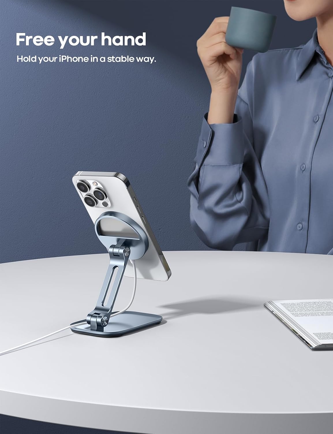 Aluminum Cell Phone Stand, Adjustable Desk Phone Holder for iPhone
