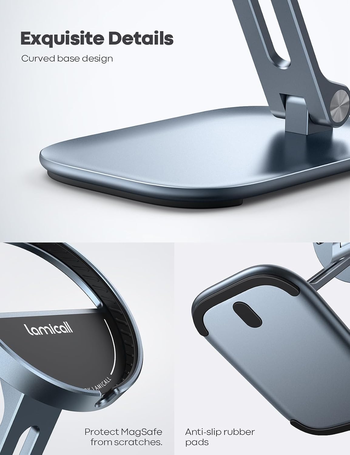 Aluminum Cell Phone Stand, Adjustable Desk Phone Holder for iPhone