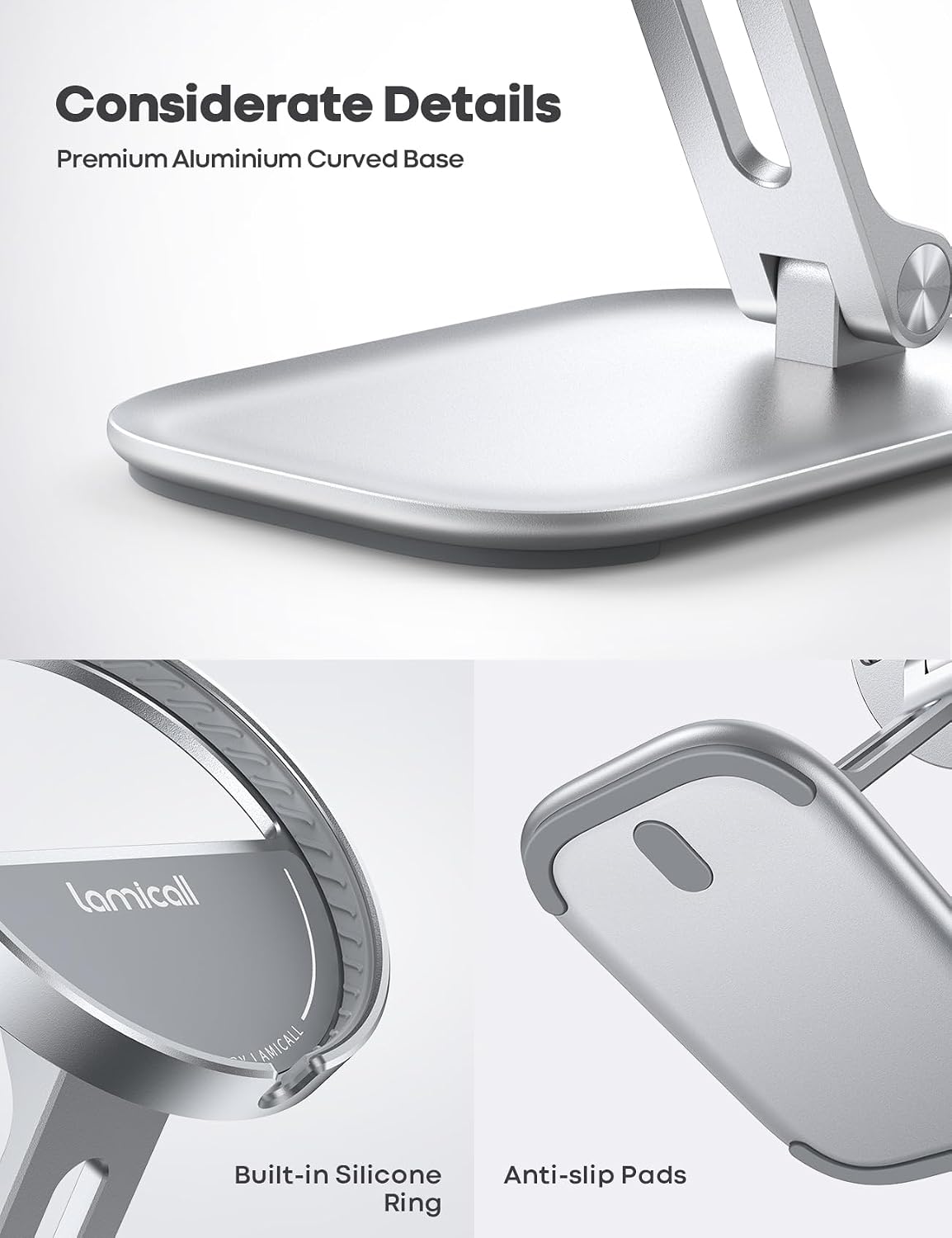Aluminum Cell Phone Stand, Adjustable Desk Phone Holder for iPhone