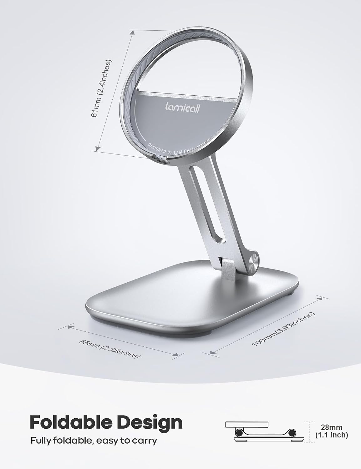 Aluminum Cell Phone Stand, Adjustable Desk Phone Holder for iPhone