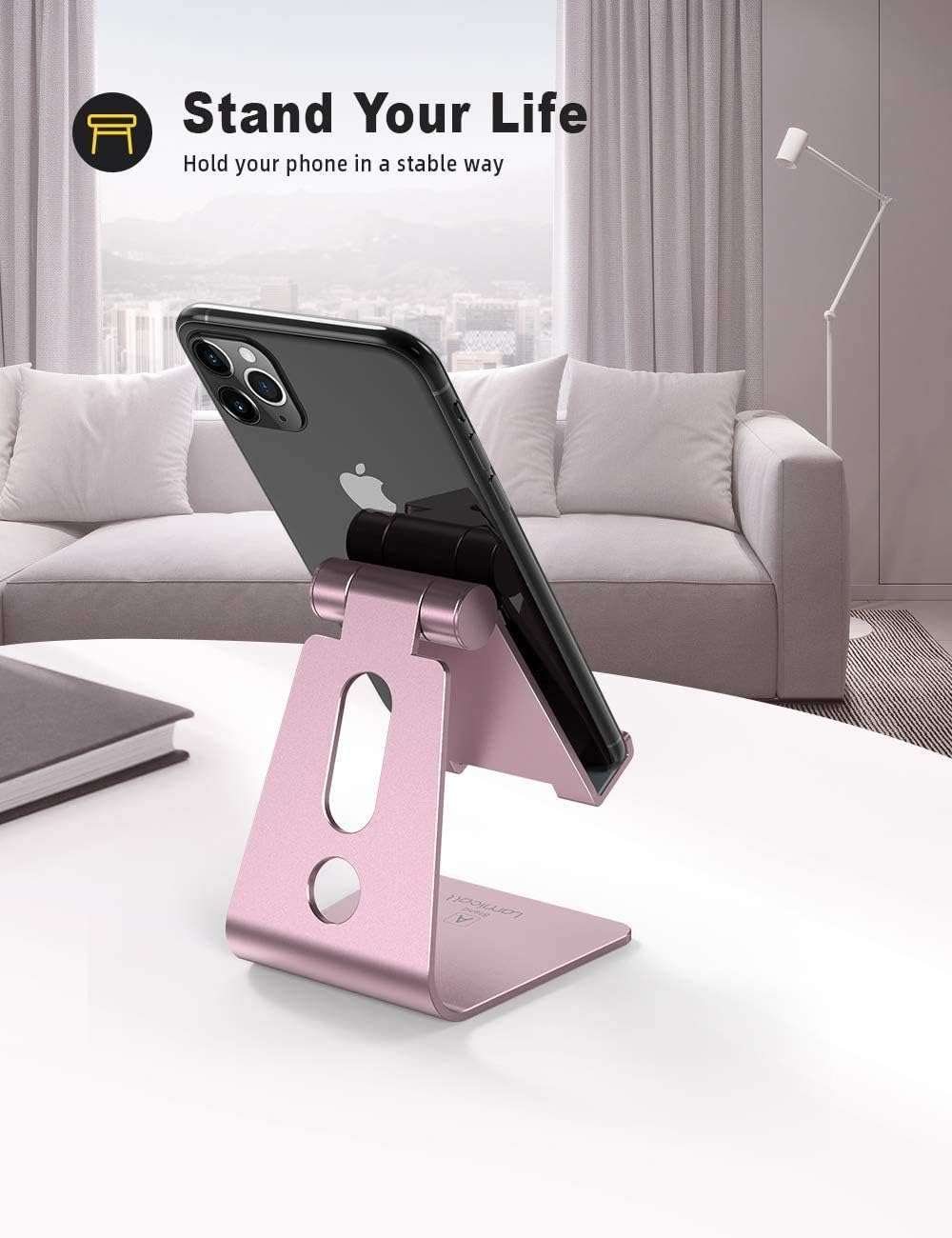 Aluminum Cell Phone Stand, Adjustable Desk Phone Holder for iPhone