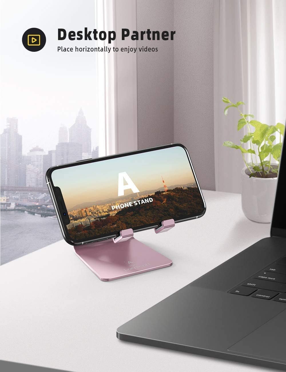 Aluminum Cell Phone Stand, Adjustable Desk Phone Holder for iPhone