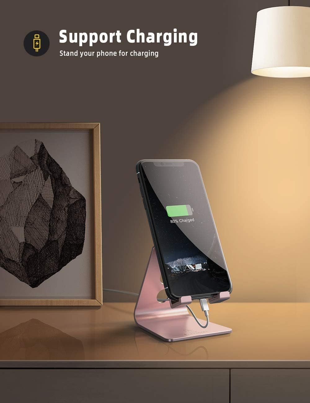 Aluminum Cell Phone Stand, Adjustable Desk Phone Holder for iPhone