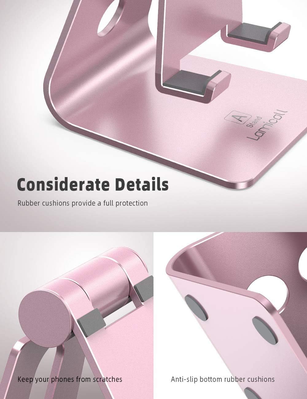 Aluminum Cell Phone Stand, Adjustable Desk Phone Holder for iPhone