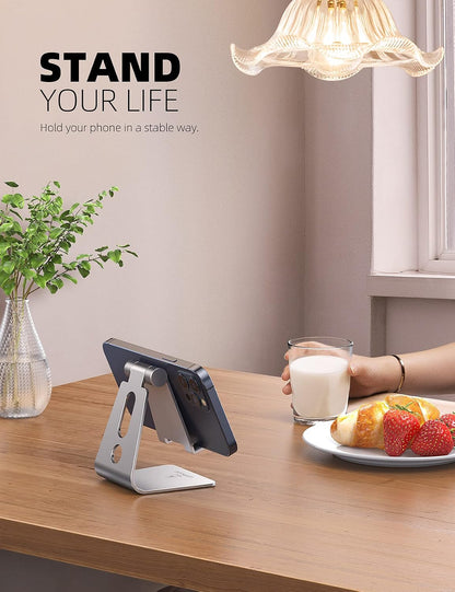 Aluminum Cell Phone Stand, Adjustable Desk Phone Holder for iPhone