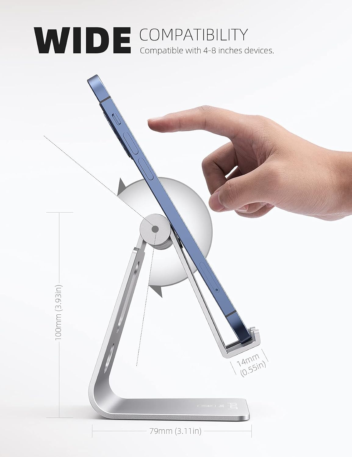 Aluminum Cell Phone Stand, Adjustable Desk Phone Holder for iPhone