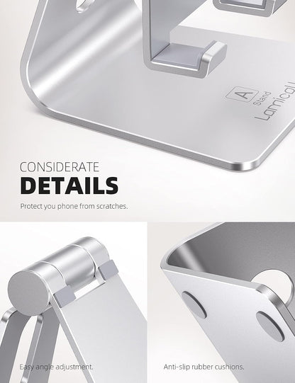 Aluminum Cell Phone Stand, Adjustable Desk Phone Holder for iPhone