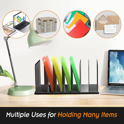 Desk File Organizer Upright Mesh Desktop Organizer File Sorter Office Organization File Holder for Home, Office & Classroom (Black, 5-Section)