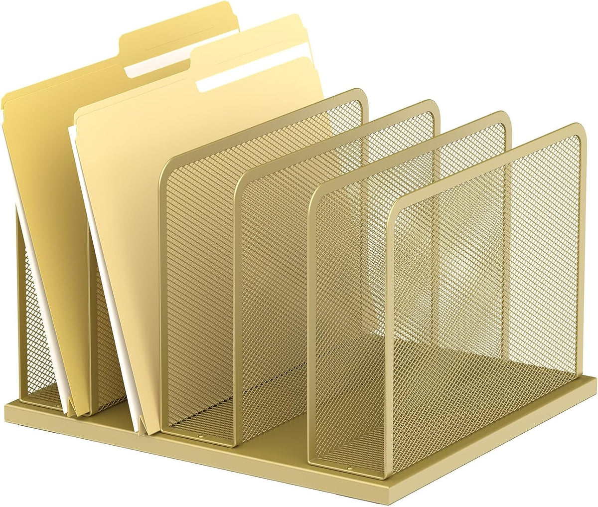 Desk File Organizer Upright Mesh Desktop Organizer File Sorter Office Organization File Holder for Home, Office & Classroom (Black, 5-Section)