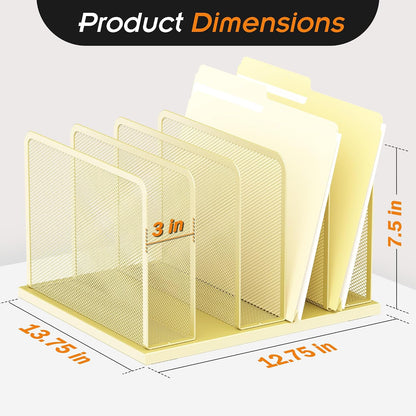 Desk File Organizer Upright Mesh Desktop Organizer File Sorter Office Organization File Holder for Home, Office & Classroom (Black, 5-Section)