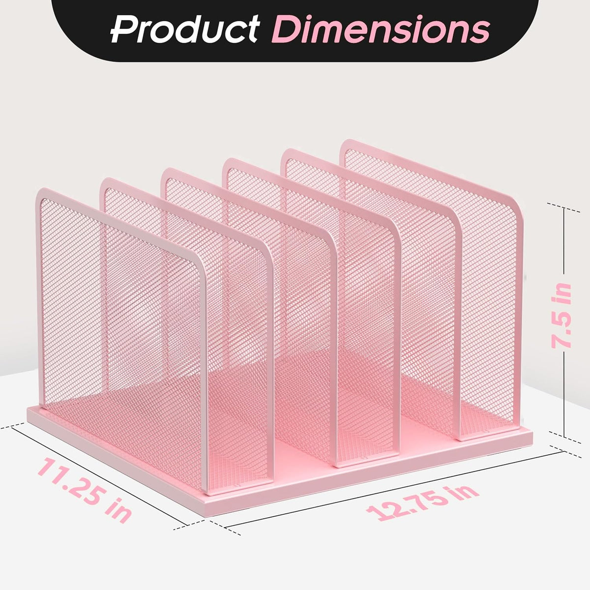 Desk File Organizer Upright Mesh Desktop Organizer File Sorter Office Organization File Holder for Home, Office & Classroom (Black, 5-Section)