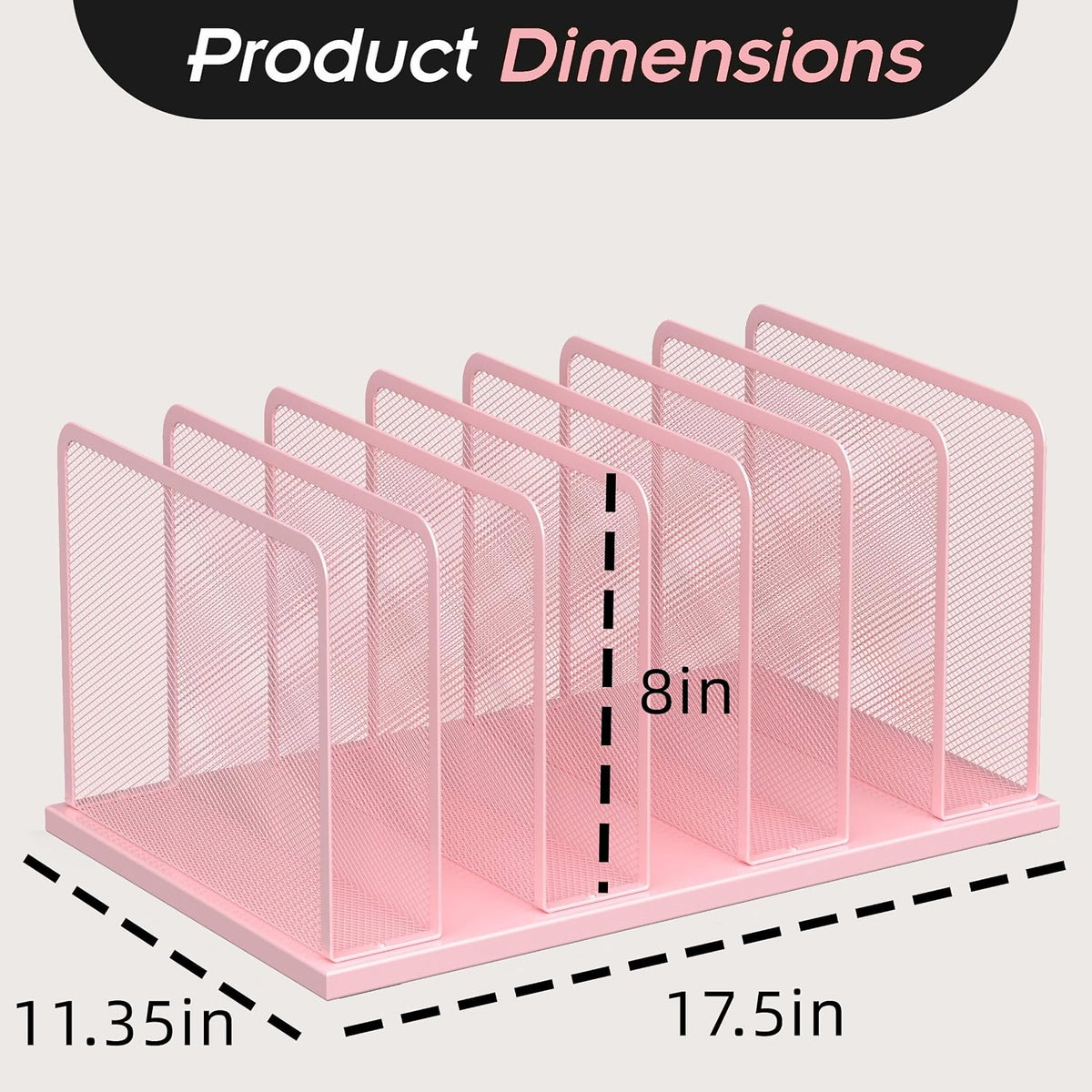 Desk File Organizer Upright Mesh Desktop Organizer File Sorter Office Organization File Holder for Home, Office & Classroom (Black, 5-Section)