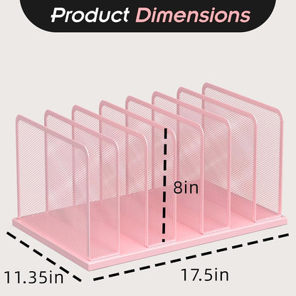 Desk File Organizer Upright Mesh Desktop Organizer File Sorter Office Organization File Holder for Home, Office & Classroom (Black, 5-Section)