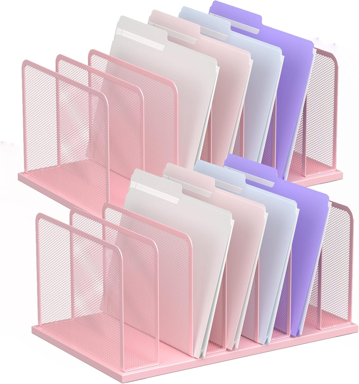 Desk File Organizer Upright Mesh Desktop Organizer File Sorter Office Organization File Holder for Home, Office & Classroom (Black, 5-Section)