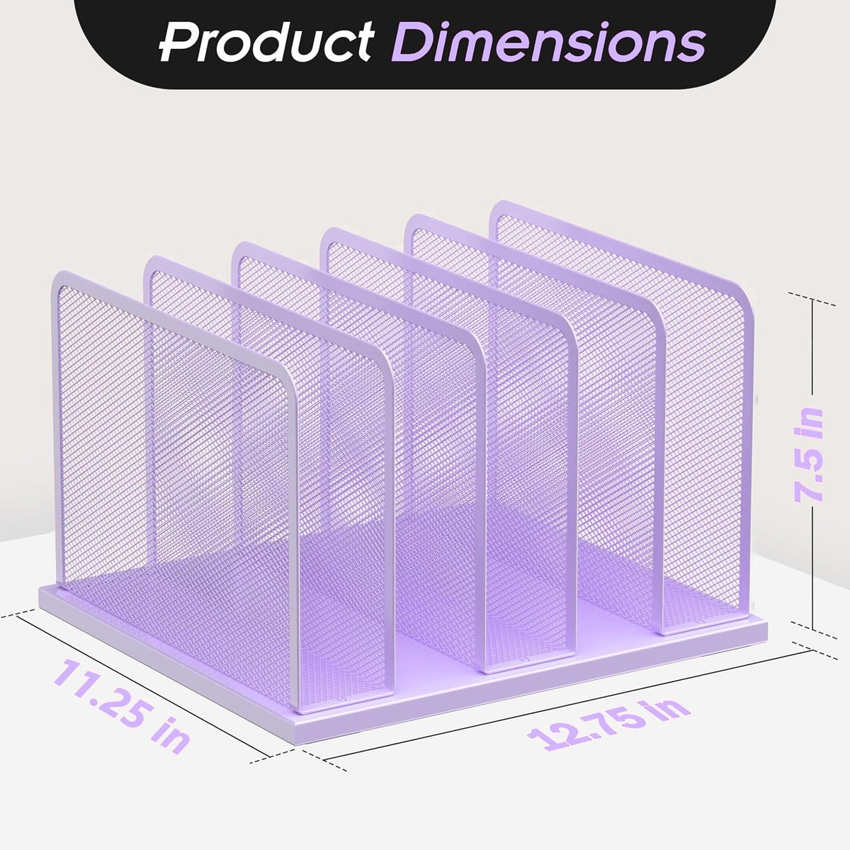 Desk File Organizer Upright Mesh Desktop Organizer File Sorter Office Organization File Holder for Home, Office & Classroom (Black, 5-Section)