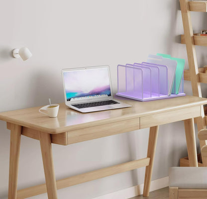 Desk File Organizer Upright Mesh Desktop Organizer File Sorter Office Organization File Holder for Home, Office & Classroom (Black, 5-Section)