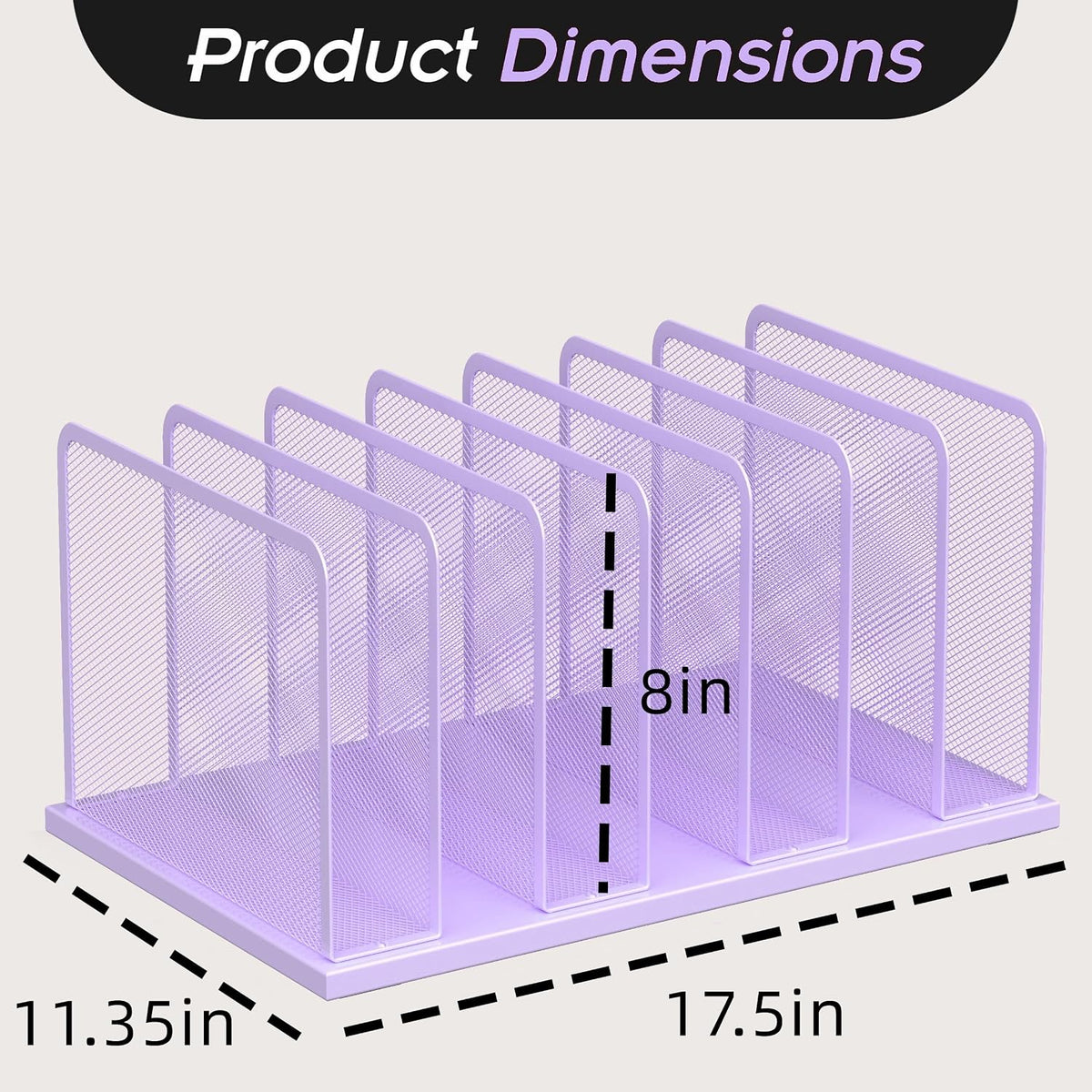 Desk File Organizer Upright Mesh Desktop Organizer File Sorter Office Organization File Holder for Home, Office & Classroom (Black, 5-Section)