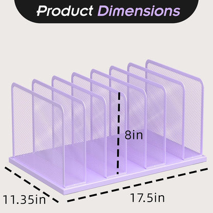 Desk File Organizer Upright Mesh Desktop Organizer File Sorter Office Organization File Holder for Home, Office & Classroom (Black, 5-Section)