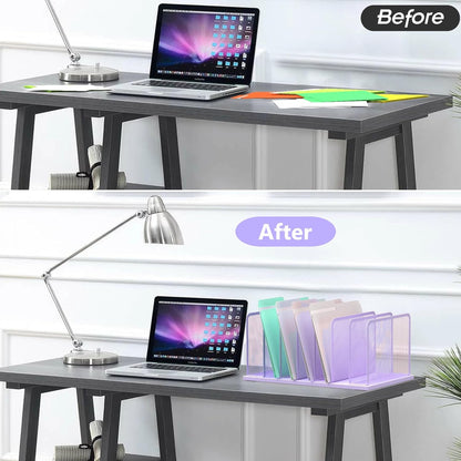 Desk File Organizer Upright Mesh Desktop Organizer File Sorter Office Organization File Holder for Home, Office & Classroom (Black, 5-Section)