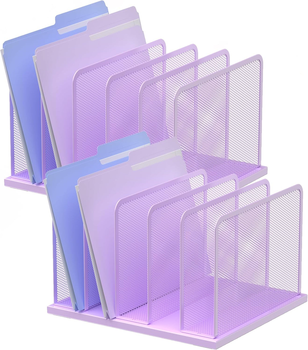 Desk File Organizer Upright Mesh Desktop Organizer File Sorter Office Organization File Holder for Home, Office & Classroom (Black, 5-Section)