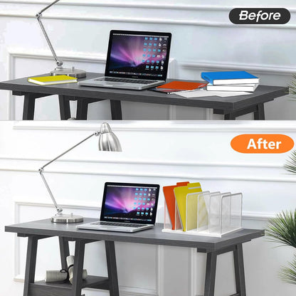 Desk File Organizer Upright Mesh Desktop Organizer File Sorter Office Organization File Holder for Home, Office & Classroom (Black, 5-Section)