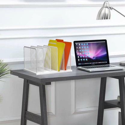 Desk File Organizer Upright Mesh Desktop Organizer File Sorter Office Organization File Holder for Home, Office & Classroom (Black, 5-Section)