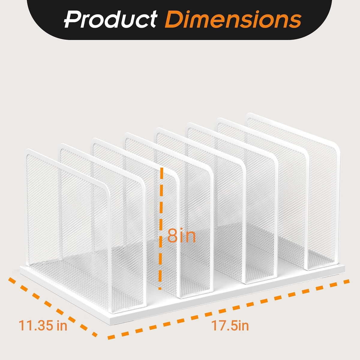 Desk File Organizer Upright Mesh Desktop Organizer File Sorter Office Organization File Holder for Home, Office & Classroom (Black, 5-Section)