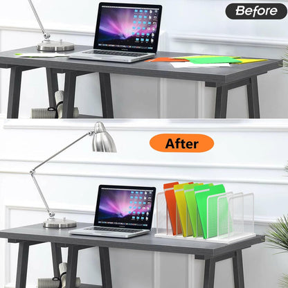 Desk File Organizer Upright Mesh Desktop Organizer File Sorter Office Organization File Holder for Home, Office & Classroom (Black, 5-Section)