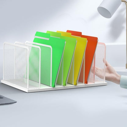Desk File Organizer Upright Mesh Desktop Organizer File Sorter Office Organization File Holder for Home, Office & Classroom (Black, 5-Section)