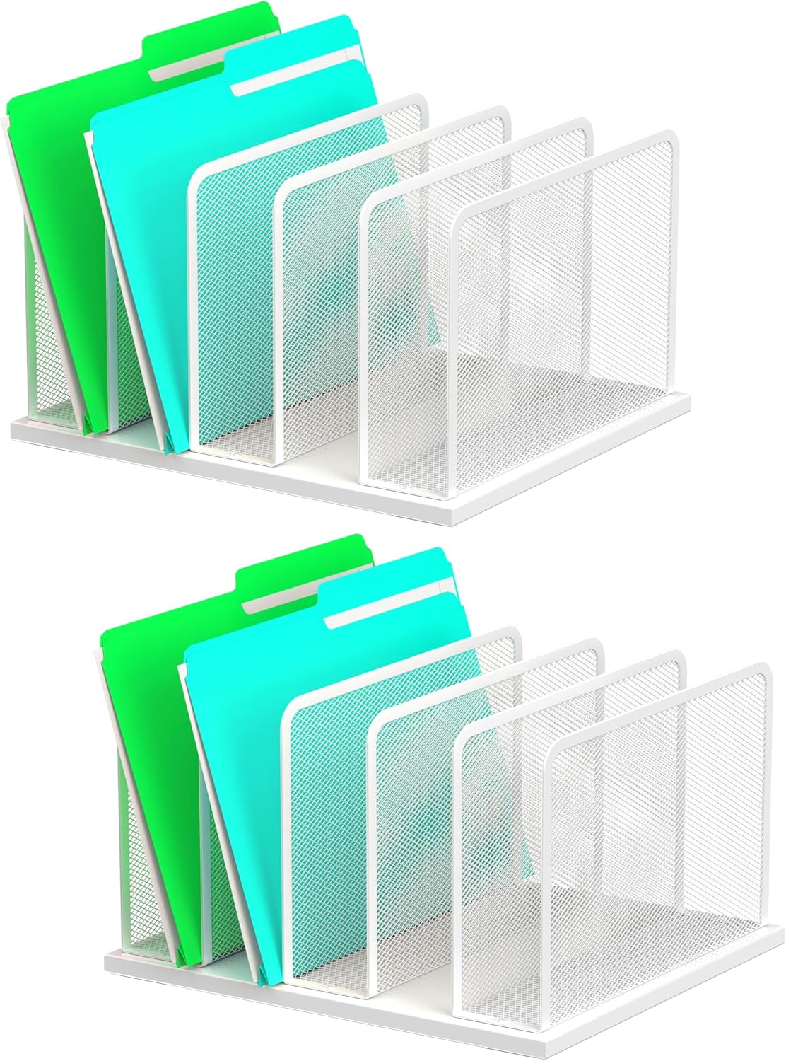 Desk File Organizer Upright Mesh Desktop Organizer File Sorter Office Organization File Holder for Home, Office & Classroom (Black, 5-Section)